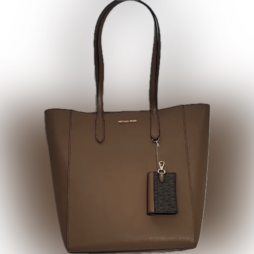 👜Michael Kors Large Saffiano Leather Tote Bag with Removable Card Case Brown NWT